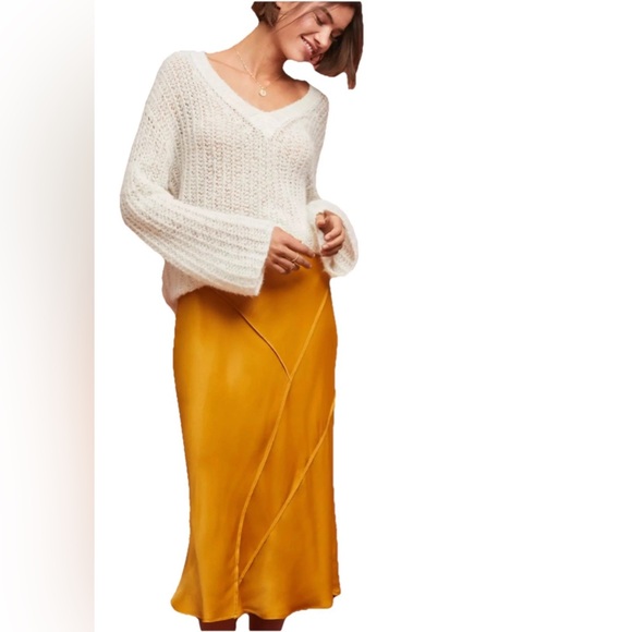 Anthropologie Dresses & Skirts - Anthropologie Saturday Sunday Valora Gold Midi Slip Skirt - M